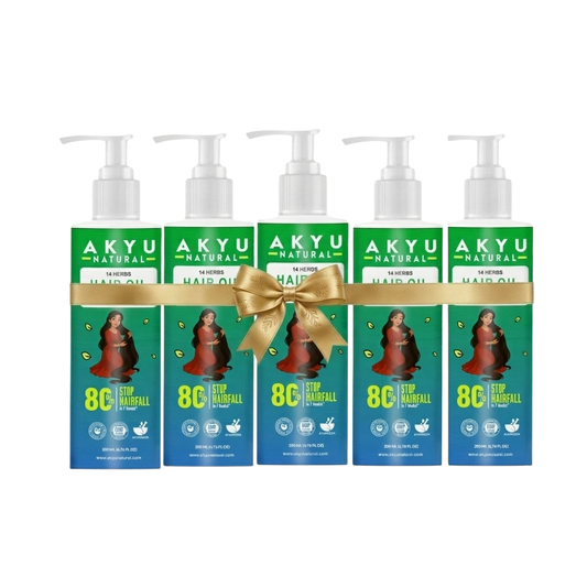 Akyu Natural Herbal Hair Oil Combo Pack (200ml × 5) – Scalp Nourishing Hair Oil for Strong, Smooth & Healthy Hair | For Men & Women