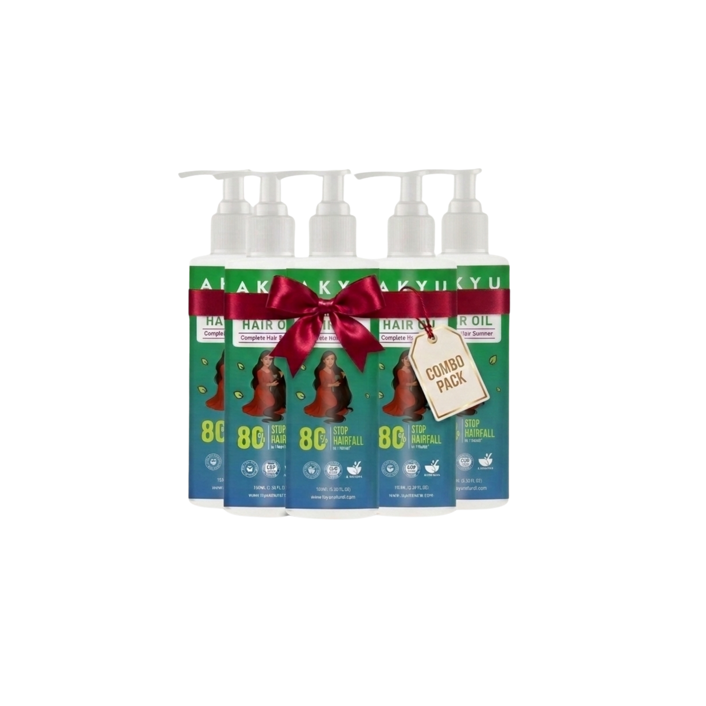 Akyu Natural Hair Oil Combo Pack (5 × 100ml) – Complete Hair Care Solution | Scalp Nourishing Hair Oil