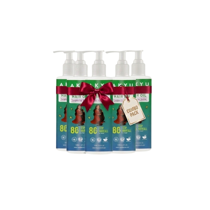Akyu Natural Hair Oil Combo Pack (5 × 100ml) – Complete Hair Care Solution | Scalp Nourishing Hair Oil