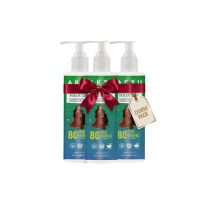 Akyu Natural Hair Oil Combo Pack (3 × 100ml) – Complete Hair Care Solution | Hair Fall Support Oil
