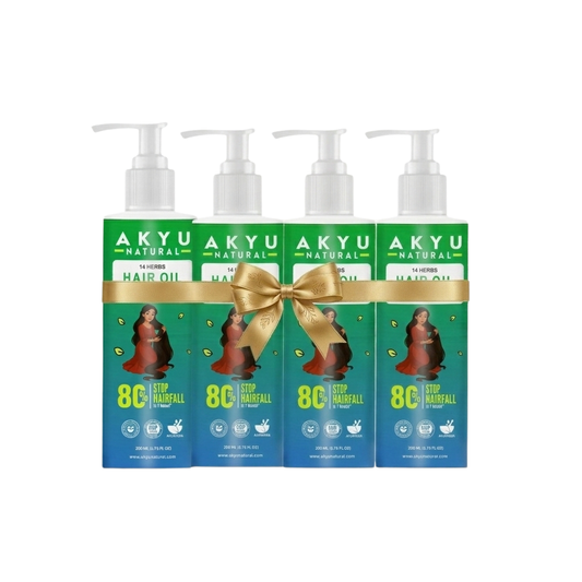 Akyu Natural Herbal Hair Oil Combo Pack (200ml × 4) – Nourishing Hair Oil